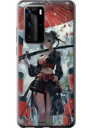 Чехол на huawei p40 pro гейша-воин "6124u-1839-10746"