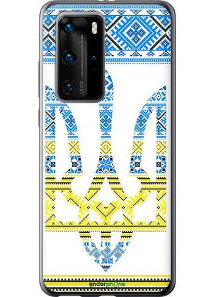 Чехол на huawei p40 pro герб - вышиванка желто-голубая "1197u-1839-10746"
