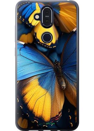 Чехол на nokia 8.1 желто-голубые бабочки "6046u-1620-10746"