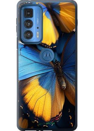 Чехол на motorola edge 20 pro желто-голубые бабочки "6046u-2662-10746"