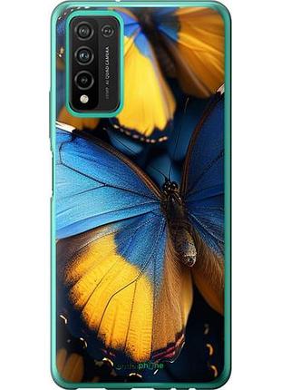 Чехол на huawei honor 10x lite желто-голубые бабочки "6046u-2198-10746"