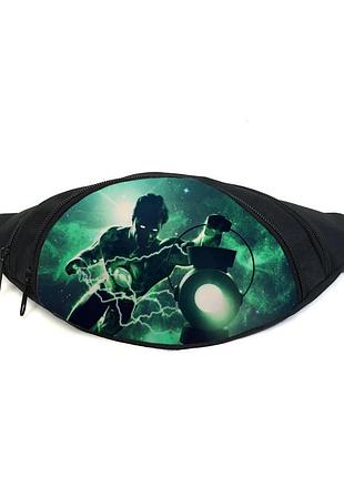 Поясная сумка бананка зеленый фонарь (green lantern gb 03) gear bag черная