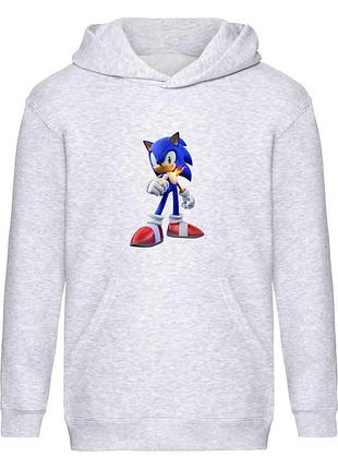 Худи соник детское (sonic 005) серое, 116-128-140-152-164 размер
