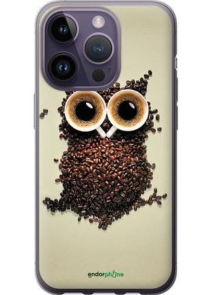 Чехол на iphone 14 pro сова из кофе "777u-2646-10746"
