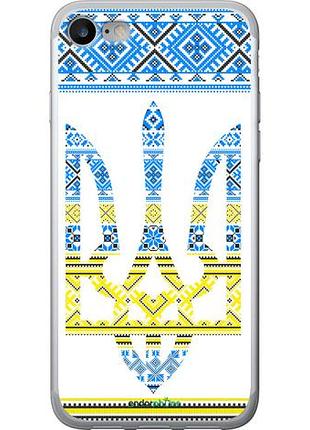 Чехол на iphone se 2020 герб - вышиванка желто-голубая "1197u-2013-10746"