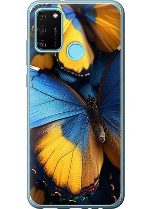 Чехол на huawei honor 9a желто-голубые бабочки "6046u-1900-10746"