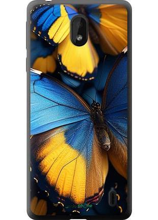 Чехол на nokia 1 plus желто-голубые бабочки "6046u-1677-10746"
