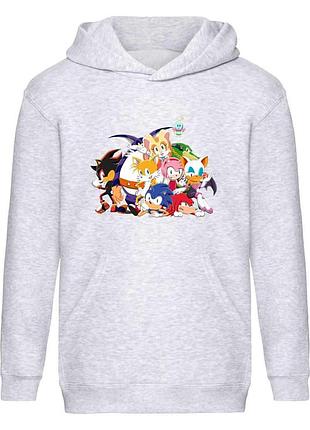 Худи соник детское (sonic 0011) серое, 116-128-140-152-164 размер