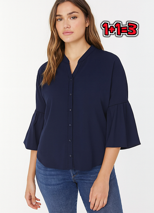 🎁1+1=3 шикарная темно-синяя свободная блуза блузка primark, размер 56 - 58
