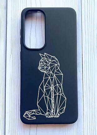 Матовий чорний чохол на samsung galaxy s24 котик (принт 125)