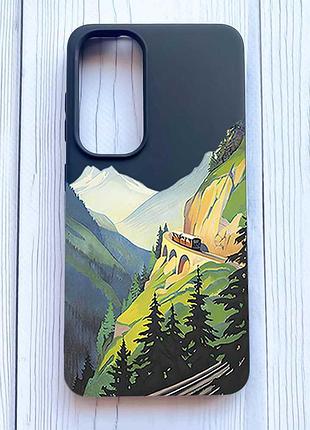 Матовый черный чехол на samsung galaxy s24 пейзаж. горы (принт 87)