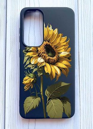 Матовий чорний чохол на samsung galaxy s24 fe соняшник (принт 274)