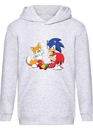 Худи соник детское (sonic 0012) серое, 116-128-140-152-164 размер