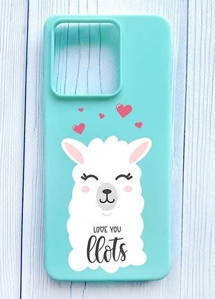 Матовый бирюзовый чехол на xiaomi redmi note 13 pro 5g лама (принт 94)