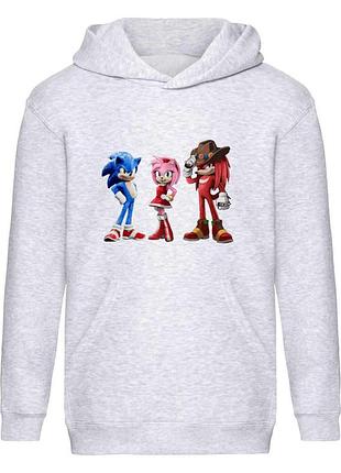 Худи соник детское (sonic 001) серое, 116-128-140-152-164 размер