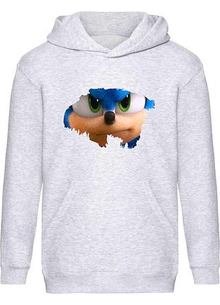 Худи соник детское (sonic 002) серое, 116-128-140-152-164 размер
