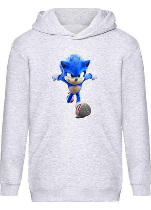 Худи соник детское (sonic 009) серое, 116-128-140-152-164 размер