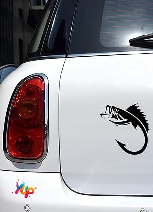 Наклейка: за рулем рыбак (030) черный