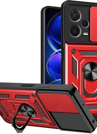 Чехол fiji camera defence для xiaomi poco x5 5g бампер с защитой камеры и подставкой red