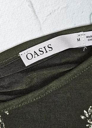 🎁1+1=3** стильная женская футболка хаки с золотистым принтом oasis, размер 46 - 48 4