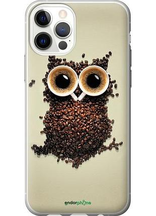 Чехол на iphone 12 сова из кофе "777u-2053-10746"