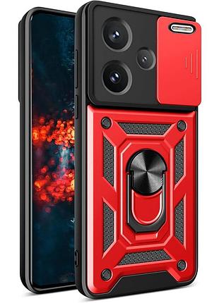 Чехол fiji camera defence для xiaomi redmi note 13 pro plus 5g бампер с защитой камеры и подставкой red