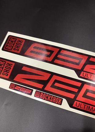 Красный металлик наклейки на вилку перья рокшок рок шок rock shox велосипеда zeb зеб ультимат ultimate
