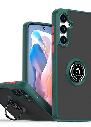 Чехол fiji colorframe для samsung galaxy s24 fe (s721) матовый бампер с кольцом подставкой green
