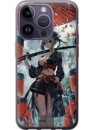 Чехол на iphone 14 pro гейша-воин "6124u-2646-10746"