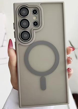 Серый матовый чехол на samsung galaxy s24 ultra магсейф чехол серый magsafe