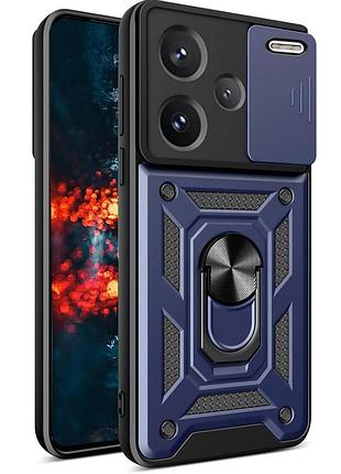 Чехол fiji camera defence для xiaomi redmi note 13 pro plus 5g бампер с защитой камеры и подставкой dark blue