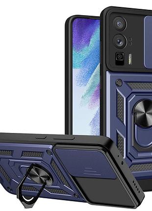 Чохол fiji camera defence для xiaomi redmi k60 / k60 pro бампер із захистом камери та підставкою dark blue