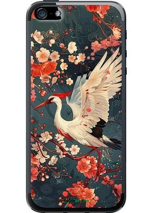Чехол на iphone 5 сакура и аист "6108u-18-10746"