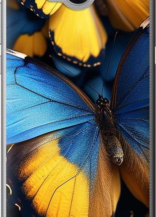 Чехол на huawei y5 2017 желто-голубые бабочки "6046u-992-10746"