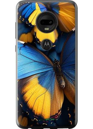 Чехол на motorola moto g7 желто-голубые бабочки "6046u-1614-10746"