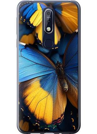 Чехол на nokia 7.1 желто-голубые бабочки "6046u-1593-10746"