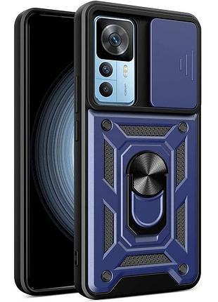 Чехол fiji camera defence для xiaomi redmi k50 ultra бампер с защитой камеры и подставкой dark blue