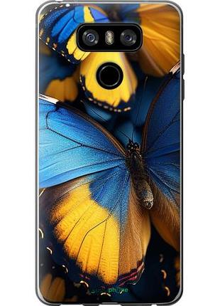 Чехол на lg g6 желто-голубые бабочки "6046u-836-10746"