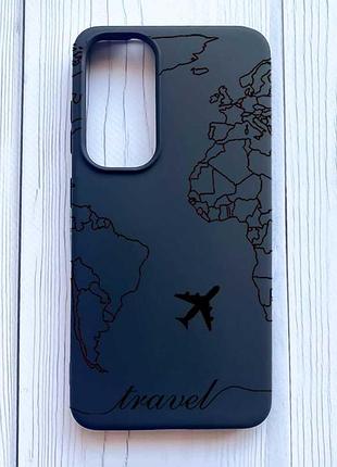 Матовый черный чехол на samsung galaxy s24 fe карта. контур (принт 330)