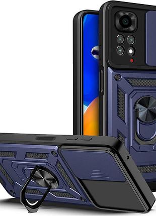 Чохол fiji camera defence для xiaomi redmi note 11 / note 11s бампер із захистом камери та підставкою dark blue