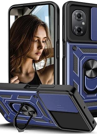 Чехол fiji camera defence для xiaomi redmi note 11r бампер с защитой камеры и подставкой dark blue
