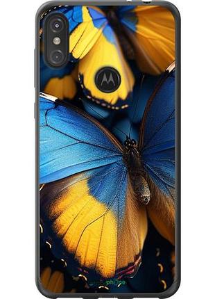 Чохол на motorola one power жовто-блакитні метелики "6046u-1588-10746"