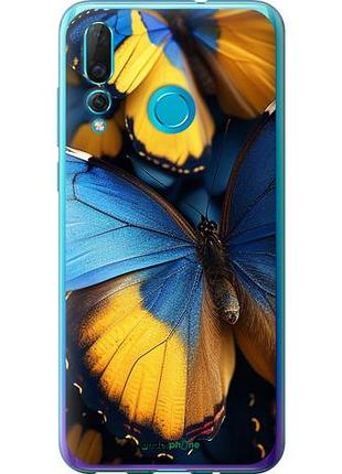 Чехол на huawei nova 4 желто-голубые бабочки "6046u-1632-10746"