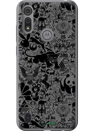 Чехол на motorola e6i чёрно-серый стикер бомбинг "2432u-2355-10746"