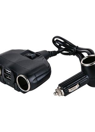 Разветвитель прикуривателя для авто на 3 гнезда olesson 1630 черный 2usb 12v-24v азу