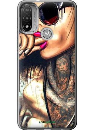 Чехол на motorola e20 девушка в тату "4001u-2509-10746"