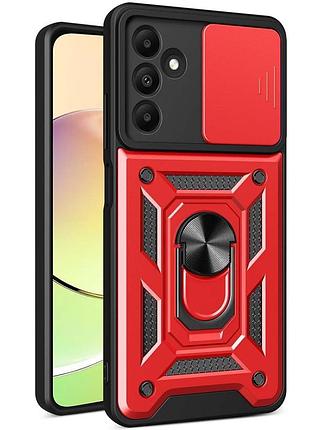 Чехол fiji camera defence для samsung galaxy m35 5g (m356) бампер с защитой камеры и подставкой red