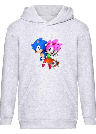 Худи соник детское (sonic 004) серое, 116-128-140-152-164 размер