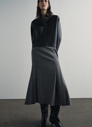 Спідниця з 100% вовни з і складками від zara з нових колекцій