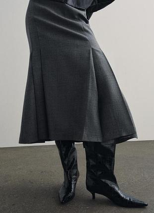 Юбка из 100% шерсти с складками от zara из новых коллекций 2